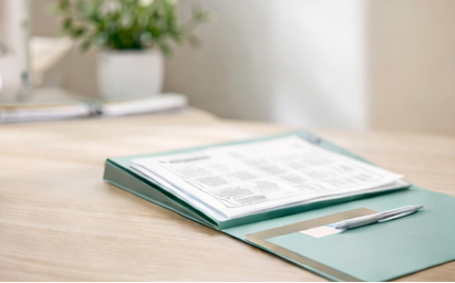 abstract geometric patterns representing organised information, soft green and cream tones, structured minimal design